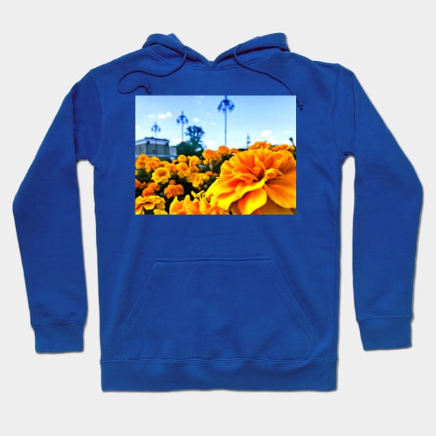 Yellow flowers in the city Hoodie by Evgeniya